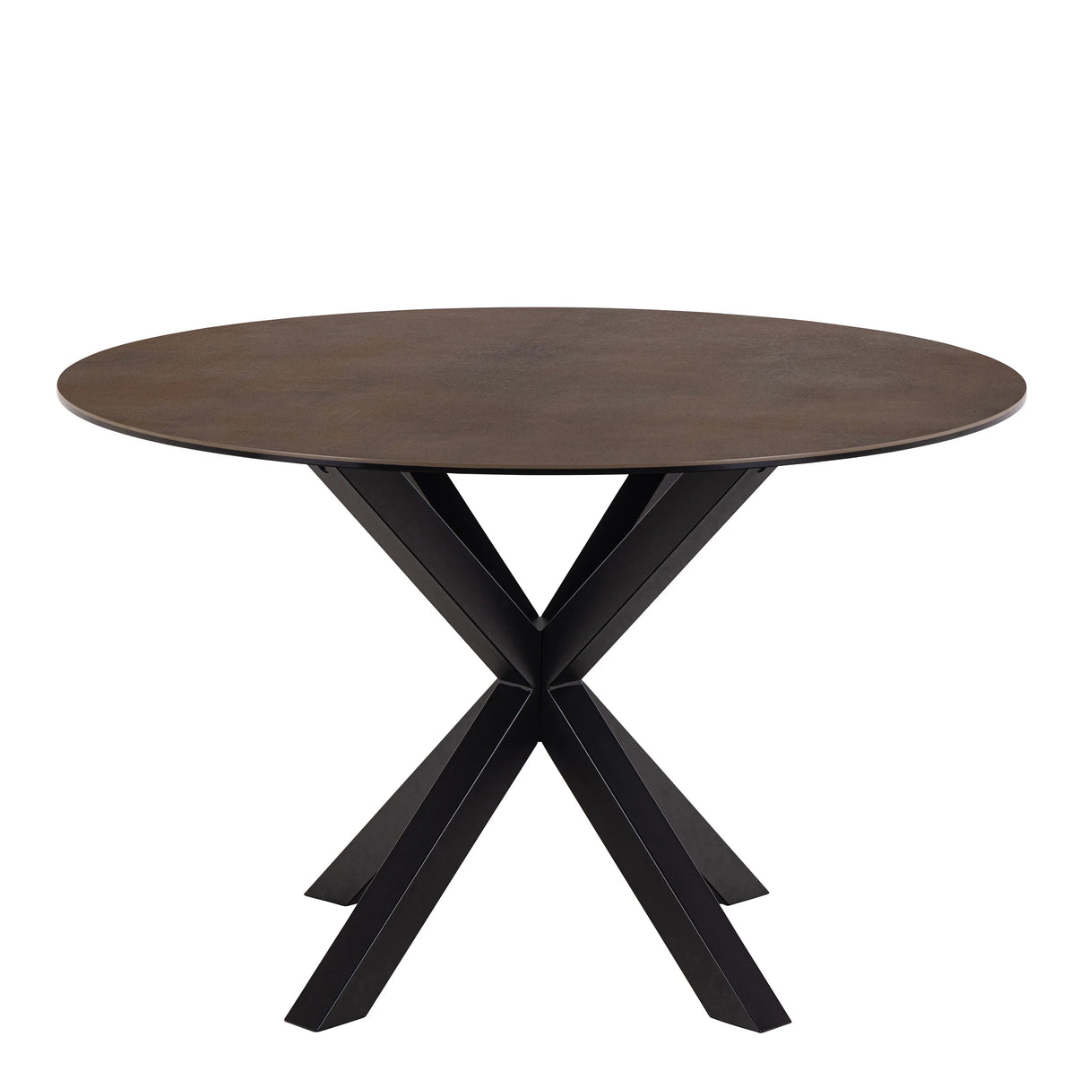Heaven Round Dining Table with Ceramic Rusty Brown Top 119cm