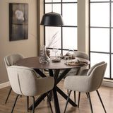 Heaven Round Dining Table with Ceramic Rusty Brown Top 119cm