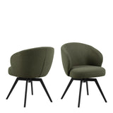 Soli Round Dining Table in Oak/Black 120x75cm includes 4 Darlene Dining Chair includes Armrest and Swivel Function in Green
