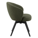 Soli Round Dining Table in Oak/Black 120x75cm includes 4 Darlene Dining Chair includes Armrest and Swivel Function in Green