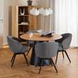 Soli Round Dining Table in Oak/Black 120x75cm Includes 4 Darlene Dining Chair with Armrest and Swivel Function in Grey