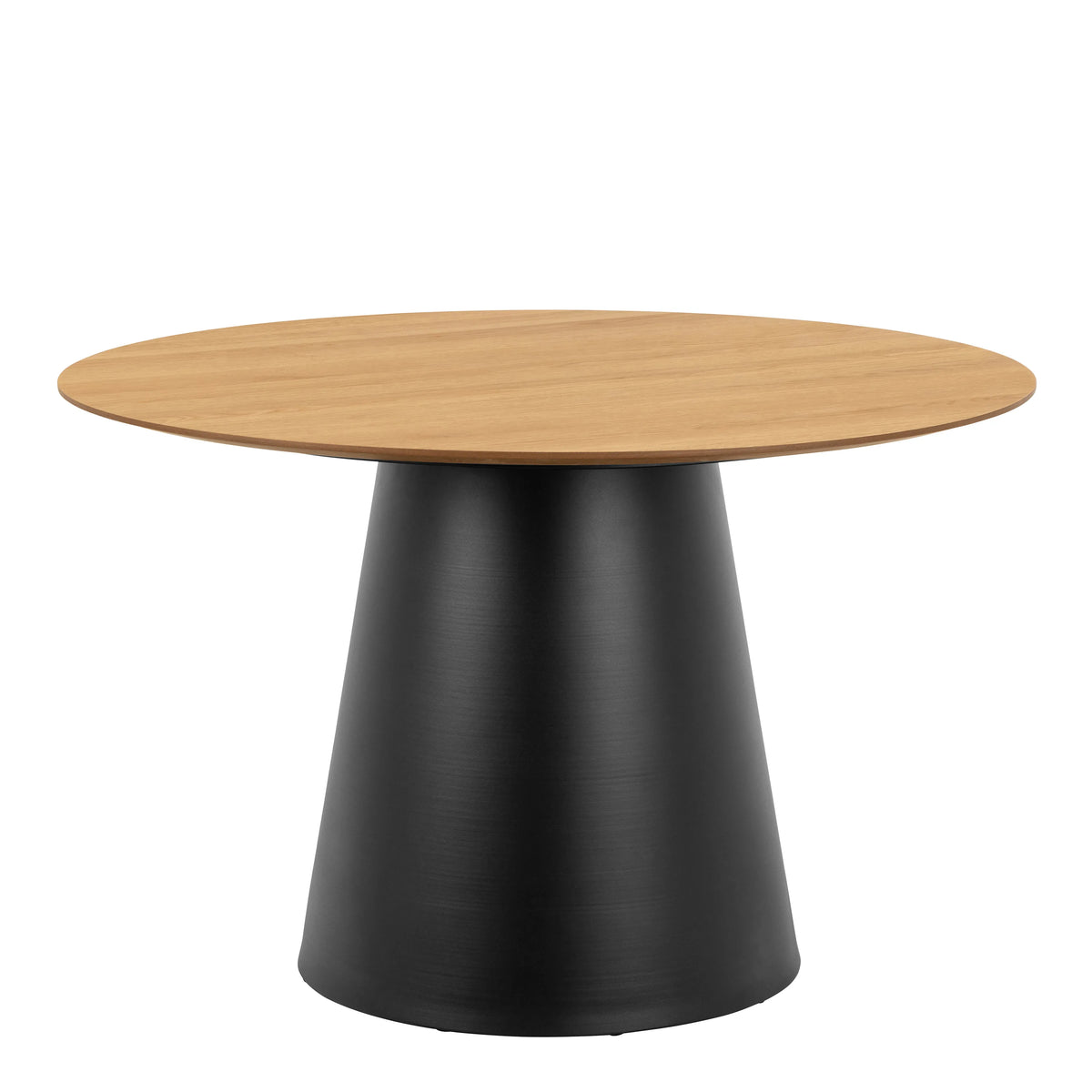 Soli Round Dining Table in Oak/Black 120x75cm Includes 4 Darlene Dining Chair with Armrest and Swivel Function in Grey