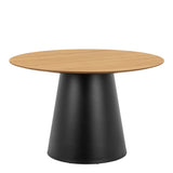 Soli Round Dining Table in Oak/Black 120x75cm Includes 4 Darlene Dining Chair with Armrest and Swivel Function in Grey