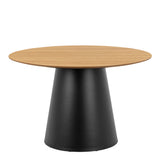 Soli Round Dining Table in Oak/Black 120x75cm Includes 4 Darlene Dining Chair with Armrest and Swivel Function in Grey