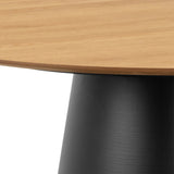 Soli Round Dining Table in Oak/Black 120x75cm Includes 4 Darlene Dining Chair with Armrest and Swivel Function in Grey