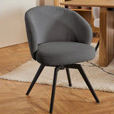 Soli Round Dining Table in Oak/Black 120x75cm Includes 4 Darlene Dining Chair with Armrest and Swivel Function in Grey