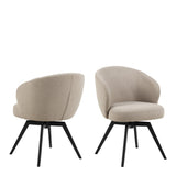 Soli Round Dining Table in Oak/Black 120x75cm includes 4 Darlene Dining Chair includes Armrest and Swivel Function in Beige