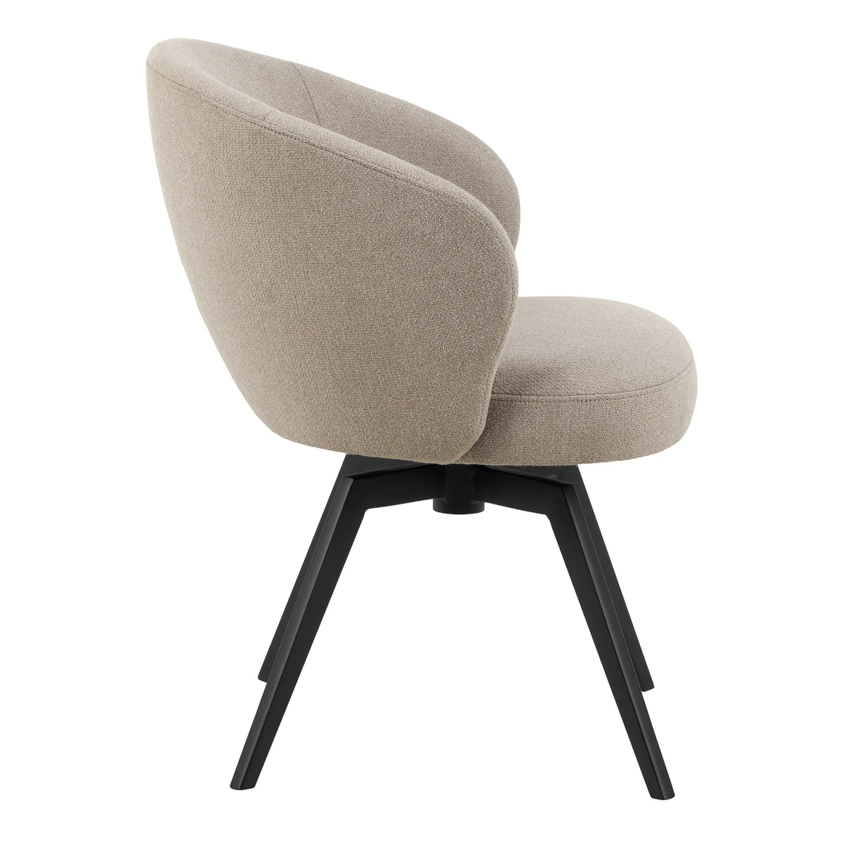 Soli Round Dining Table in Oak/Black 120x75cm includes 4 Darlene Dining Chair includes Armrest and Swivel Function in Beige