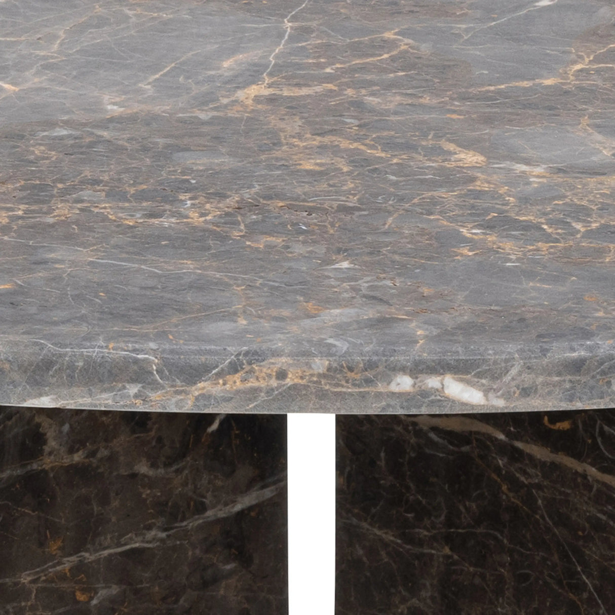 Vega Round Coffee Table with Marron Marble Top 90cm