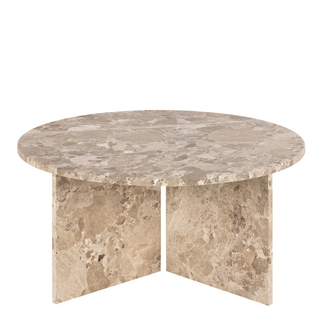 Vega Round Coffee Table with Brown Marble Top 90cm