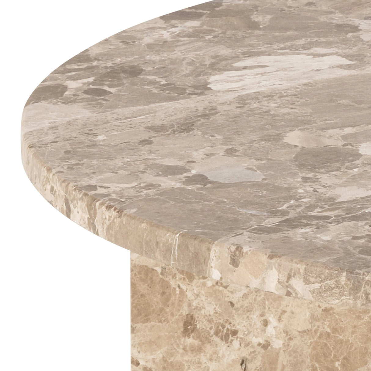 Vega Round Coffee Table with Brown Marble Top 90cm