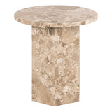 Naxos Round Side Table in Brown Marble 50x50cm