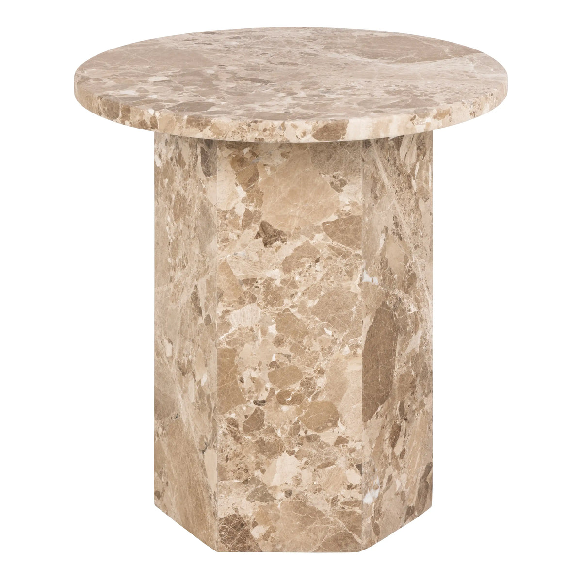 Naxos Round Side Table in Brown Marble 50x50cm