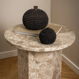 Naxos Round Side Table in Brown Marble 50x50cm