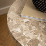 Naxos Round Side Table in Brown Marble 50x50cm