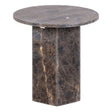 Naxos Round Side Table in Marron Marble
