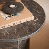 Naxos Round Side Table in Marron Marble