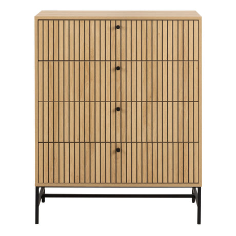 Albany Chest of 4 Drawers in Oak/Black Legs