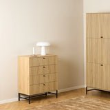 Albany Chest of 4 Drawers in Oak/Black Legs