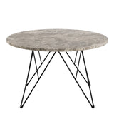 Prunus Round Coffee Table in Brown Marble and Matt Black Coated Steel Base 80x46.4cm