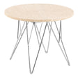 Prunus Round Side Table in Matt Beige and Chrome Steel Base 55x41.4cm