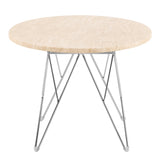 Prunus Round Side Table in Matt Beige and Chrome Steel Base 55x41.4cm