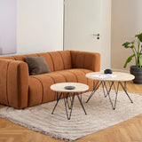 Prunus Round Side Table in Matt Beige and Black Coated Steel Base 55x41.4cm