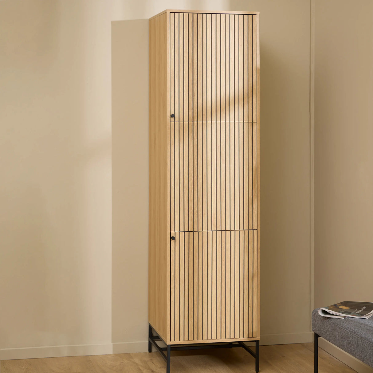 Albany Wardrobe 2 Doors in Oak/Black Legs