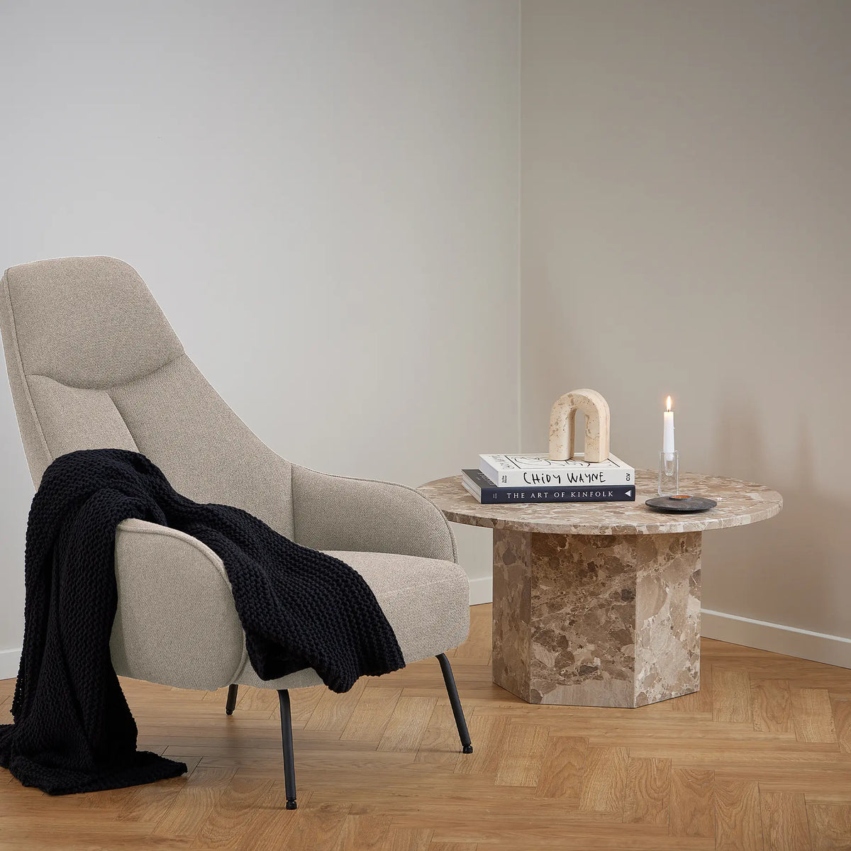 Naxos Round Coffee Table in Brown Marble