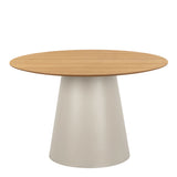 Soli Round Dining Table in Oak/Grey 120x75cm includes 4 Ella Swivel Beige Dining Chair