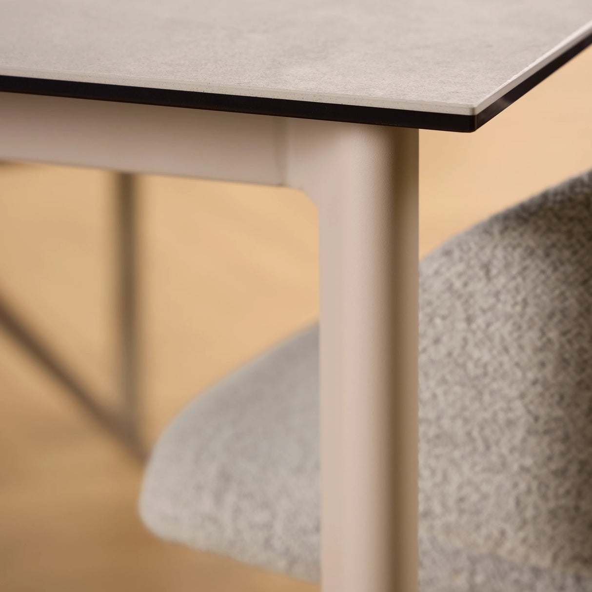 Palermo Ceramic Dining Table in Grey 160x75cm includes 4 Ella Swivel Beige Dining Chair