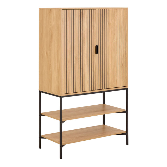 Jaipur Cabinet 2 Doors 3 Shelves With Oak Lamella Front