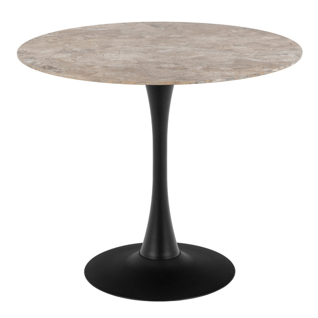 Malta Ceramic Round Dining Table Brown/Black 90x75cm