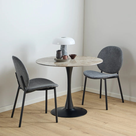 Malta Ceramic Round Dining Table Brown/Black 90x75cm