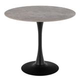 Malta Ceramic Round Dining Table Grey/Black 90x75cm
