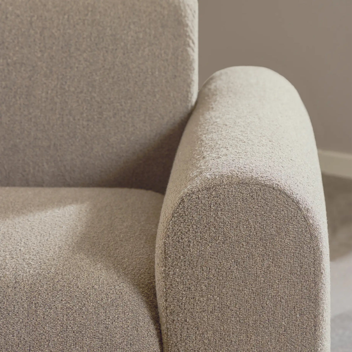 Midfield Left Hand Facing 2 Seater Chaise Longue in Boucle Beige Fabric