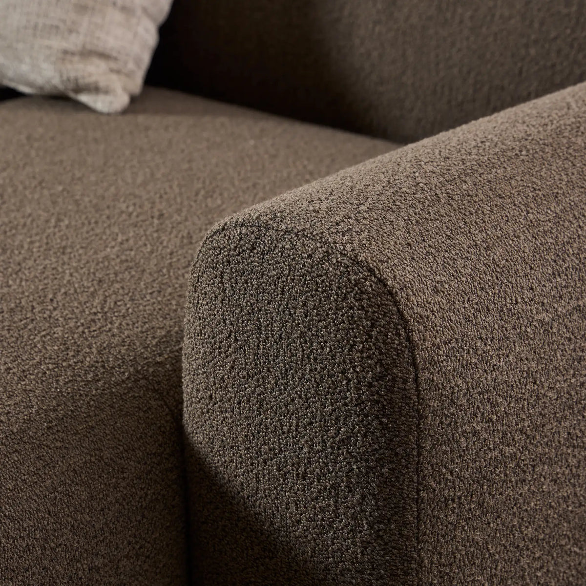 Midfield Right Hand Facing 2 Seater Chaise Longue in Boucle Taupe Fabric