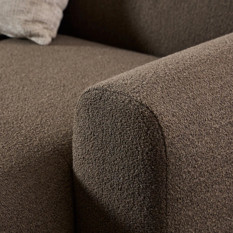 Midfield Right Hand Facing 2 Seater Chaise Longue in Boucle Taupe Fabric