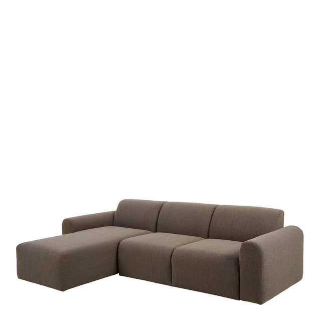 Midfield Left Hand Facing 2 Seater Chaise Longue in Boucle Taupe Fabric