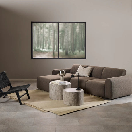Midfield Left Hand Facing 2 Seater Chaise Longue in Boucle Taupe Fabric