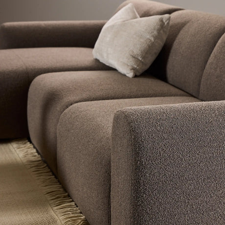 Midfield Left Hand Facing 2 Seater Chaise Longue in Boucle Taupe Fabric