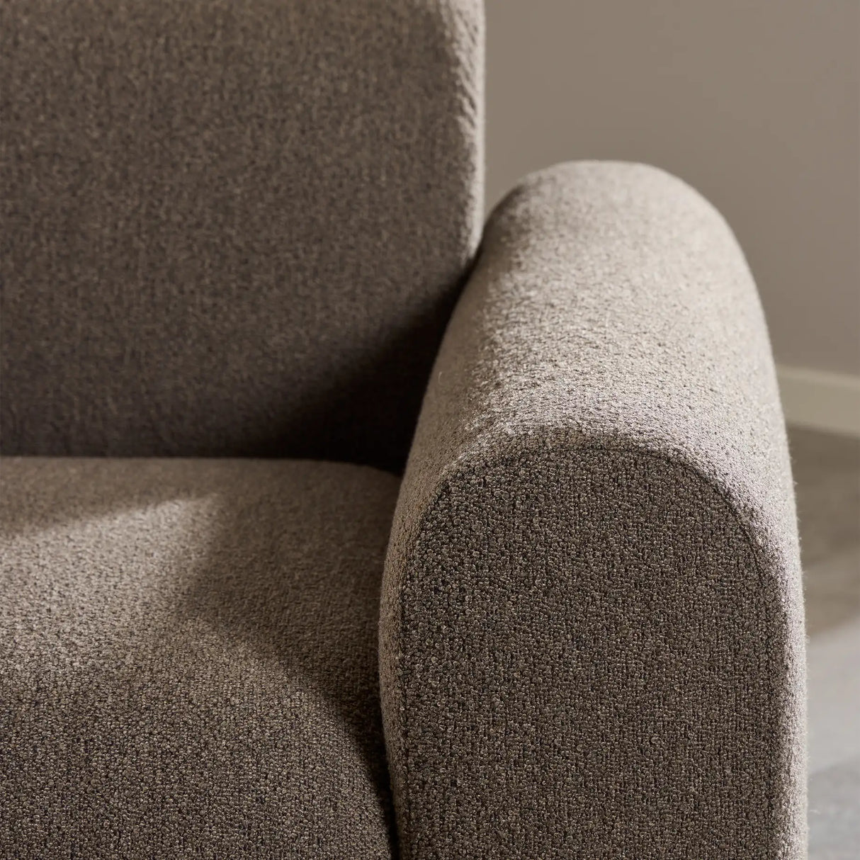 Midfield Left Hand Facing 2 Seater Chaise Longue in Boucle Taupe Fabric