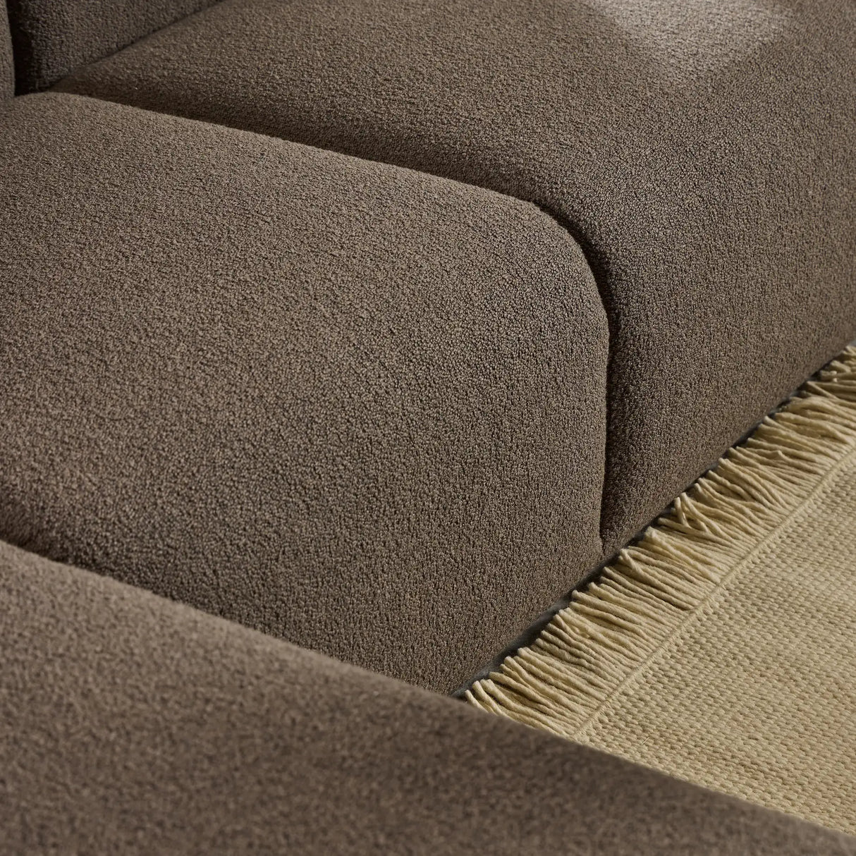 Midfield Left Hand Facing 2 Seater Chaise Longue in Boucle Taupe Fabric