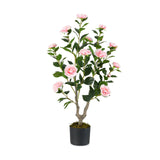 36 Inch Artificial Camellia Tree with Blooming Flower 1 Pack-Pink
