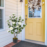 36 Inch Artificial Camellia Tree with Blooming Flower 1 Pack-White