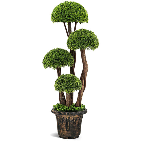 3 Feet Decorative Artificial Cedar Topiary Tree with Rattan Trunk