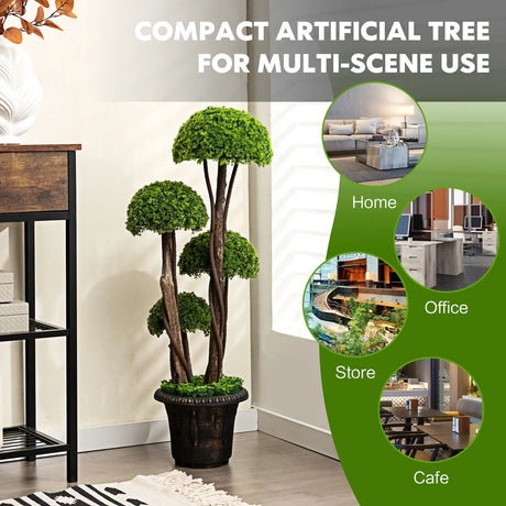 3 Feet Decorative Artificial Cedar Topiary Tree with Rattan Trunk