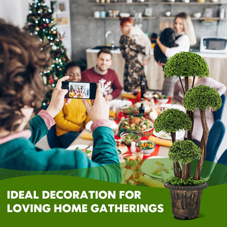 3 Feet Decorative Artificial Cedar Topiary Tree with Rattan Trunk