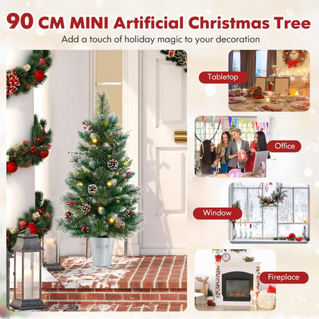 3 FT Battery-Operated Tabletop Holiday Decoration with 81 PVC and Pine Needles