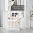 PawHut Pet Safety Gate, 3 Panels Playpen Fireplace, Foldable Metal Fence, Stair Barrier, Room Divider, Fire Guard w/ Automatic Closing Door, White